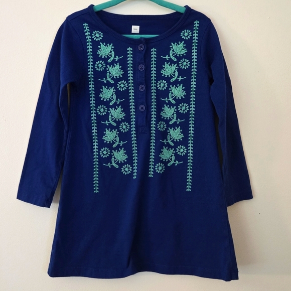 Tea Collection Other - Tea Blue Floral Embellished Long Sleeve Tunic Dress Size 3